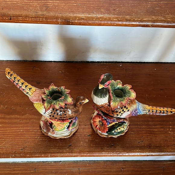 Fitz and Floyd pheasant autumn bounty candle holders set of 2 - Picture 5 of 5